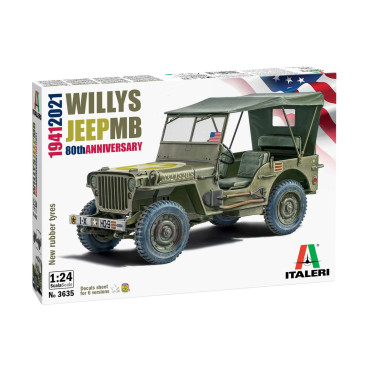 KIT PARA MONTAR ITALERI WILLYS JEEP MB 80TH ANNIVERSARY 1941-2021 1/24 ITA 3635 3635S